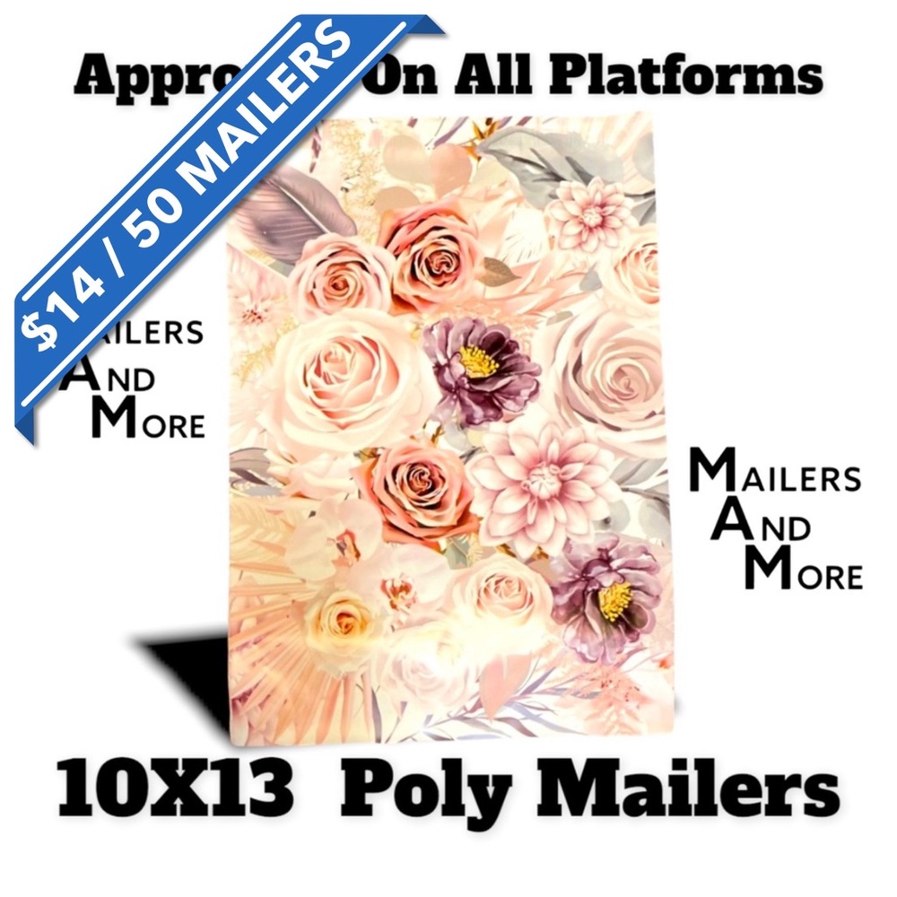 50 10X13 Boho Floral Roses Poly Mailers PRICE IS FIRM - Picture 3 of 6